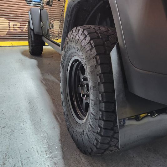 Rally Armor 19-23 Jeep JT Gladiator Mojave/Rubicon Black Mud Flap w/ Metallic Black Logo - SMINKpower Performance Parts RALMF104-BLK-MBK Rally Armor