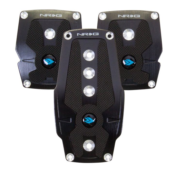 NRG Brushed Aluminum Sport Pedal M/T - Black w/Black Rubber Inserts - SMINKpower Performance Parts NRGPDL-200BK NRG