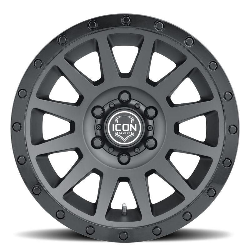 ICON Compression 18x9 6x5.5 0mm Offset 5in BS 106.1mm Bore Double Black Wheel-tuningsupply.com