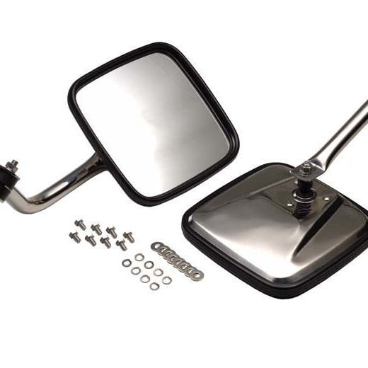 Kentrol 55-86 Jeep CJ Mirror Kit Pair - Polished Silver-tuningsupply.com