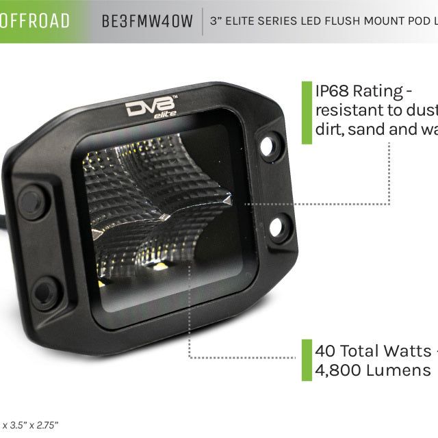 DV8 Offroad Elite Series 3in Cube LED Light 40W Spot 3W LED-tuningsupply.com