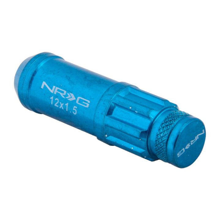 NRG 700 Series M12 X 1.5 Steel Lug Nut w/Dust Cap Cover Set 21 Pc w/Locks & Lock Socket - Blue-tuningsupply.com