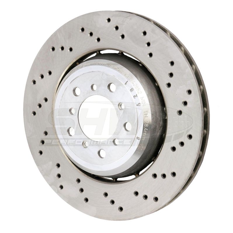 SHW 08-13 BMW M3 4.0L Right Front Cross-Drilled Lightweight Brake Rotor (34112283802)-Brake Rotors - Drilled-SHW Performance-SHWBFR42852-SMINKpower Performance Parts