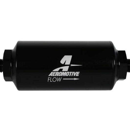 Aeromotive In-Line Filter - (AN-6 Male) 10 Micron Fabric Element Bright Dip Black Finish-tuningsupply.com