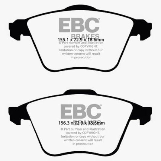 EBC 07-13 Mazda 3 2.3 Turbo Greenstuff Front Brake Pads-tuningsupply.com