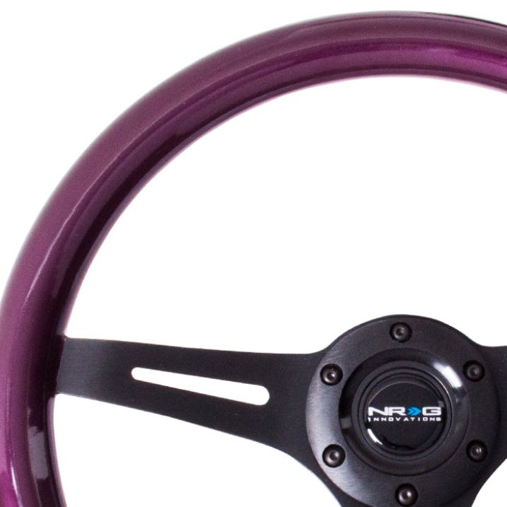 NRG Classic Wood Grain Steering Wheel (350mm) Purple Pearl/Flake Paint w/Black 3-Spoke Center-tuningsupply.com