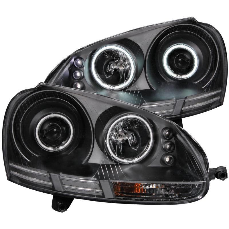 ANZO 2006-2009 Volkswagen Rabbit Projector Headlights w/ Halo Black (CCFL)-tuningsupply.com