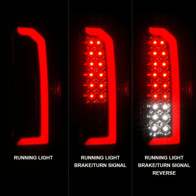 ANZO 15-21 GMC Canyon Full LED Taillights w/ Red Lightbar Black Housing/Clear Lens-tuningsupply.com