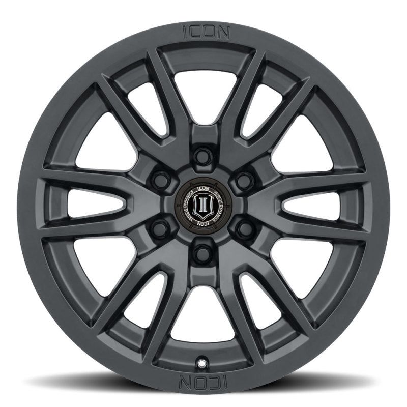 ICON Vector 6 17x8.5 6x5.5 25mm Offset 5.75in BS 95.1mm Bore Satin Black Wheel-tuningsupply.com