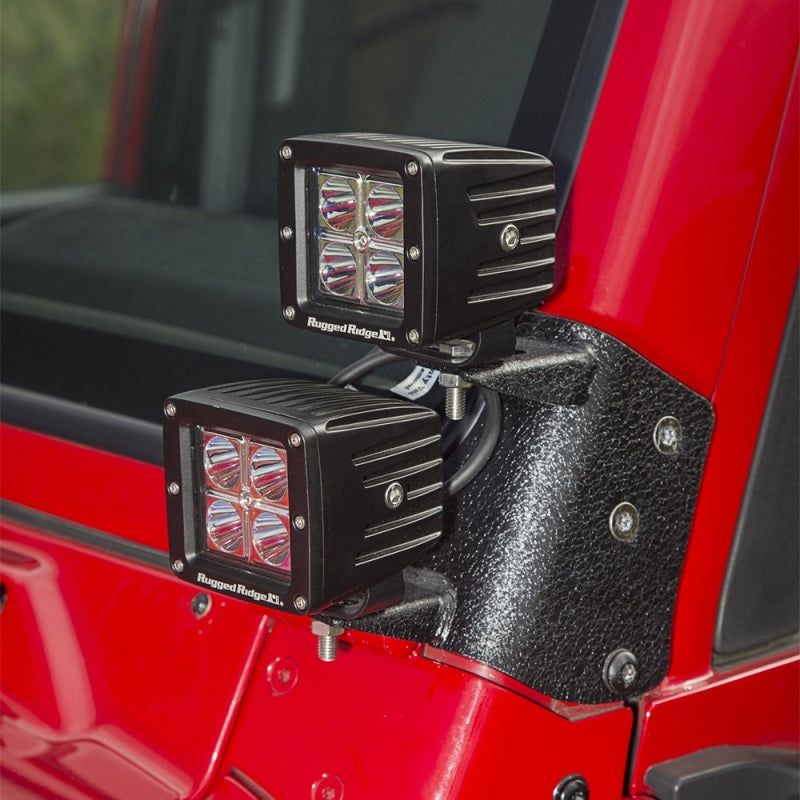 Rugged Ridge 97-06 Jeep Wrangler TJ Textured Black Dual A-Pillar Light Mount - SMINKpower Performance Parts RUG11232.36 Rugged Ridge