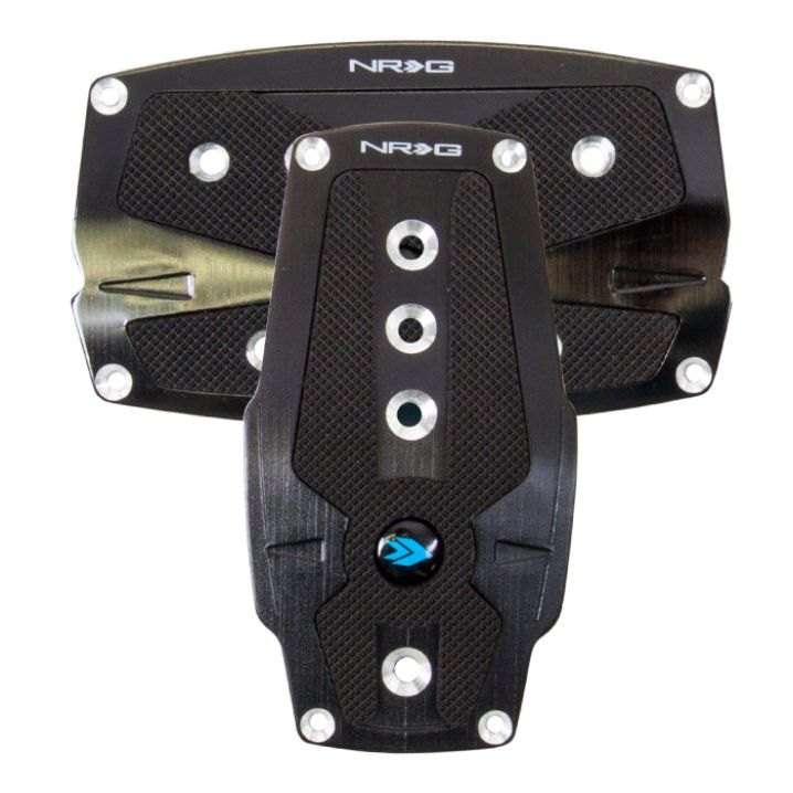 NRG Brushed Aluminum Sport Pedal A/T - Black w/Black Rubber Inserts-tuningsupply.com