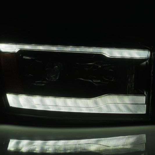 AlphaRex 06-08 Dodge Ram 1500HD LUXX LED Projector Headlights Plank Style Alpha Blk w/Seq Signal/DRL-tuningsupply.com