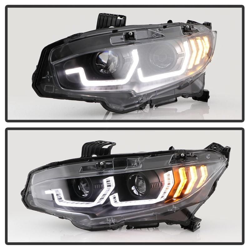 Spyder Honda Civic 16- 2DR/4DR/Hatchback Projector Headlights - Black PRO-YD-HC16SI-SEQGR-BK - SMINKpower Performance Parts SPY5087867 SPYDER