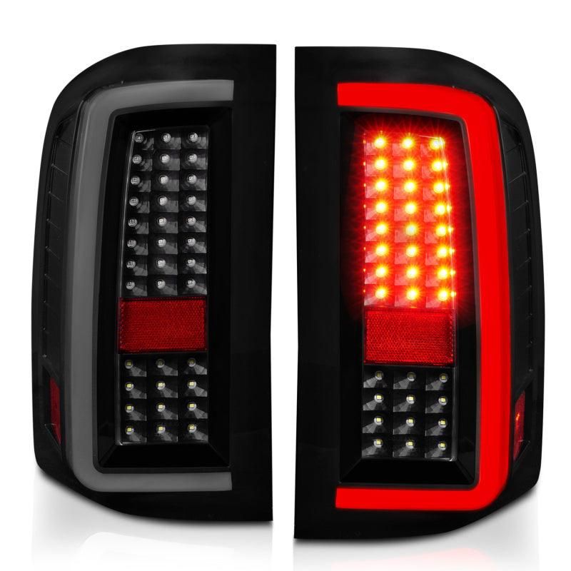 ANZO 2007-2013 Chevrolet Silverado1500/ 2500/ 3500 LED Tail Lights w/ Light Bar Black Housing Smoke-tuningsupply.com