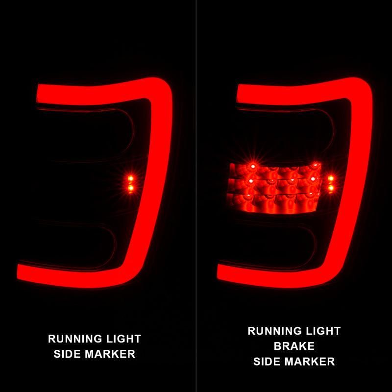 ANZO 1999-2004 Jeep Grand Cherokee LED Tail Lights w/ Light Bar Black Housing Clear Lens-tuningsupply.com