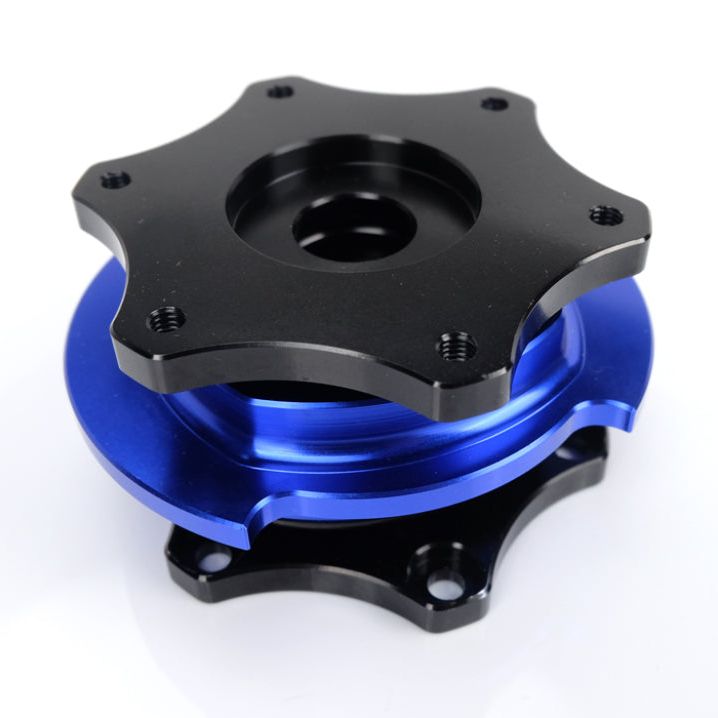 NRG Race Short Hub Datsun - Black Body Blue Ring - SMINKpower Performance Parts NRGSRK-R200BK-BL NRG