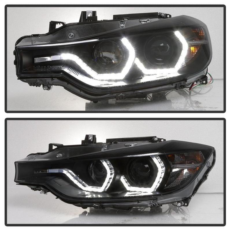 Spyder 12-14 BMW F30 3 Series 4DR Projector Headlights - LED DRL - Blk Smoke PRO-YD-BMWF3012-DRL-BSM - SMINKpower Performance Parts SPY5085047 SPYDER