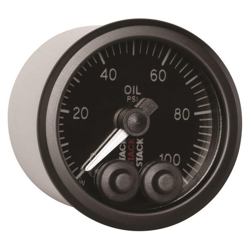 Autometer Stack Instruments Pro Control 52mm 0-100 PSI Oil Pressure Gauge - Black (1/8in NPTF Male)-tuningsupply.com