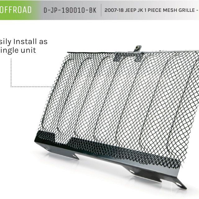 DV8 Offroad 2007-2018 Jeep JK Black Mesh Grille-tuningsupply.com