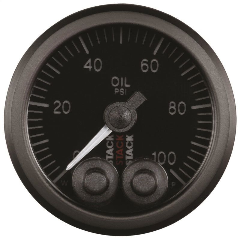 Autometer Stack Instruments Pro Control 52mm 0-100 PSI Oil Pressure Gauge - Black (1/8in NPTF Male)-tuningsupply.com