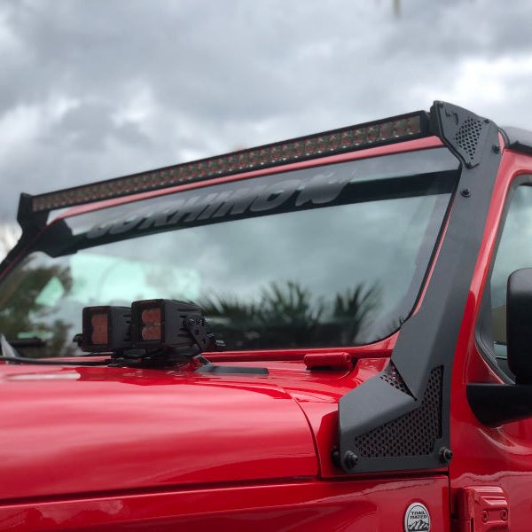 Go Rhino 18-20 Jeep Wrangler JL/JLU/Gladiator JT XE Windshield Light Bar Mount - 50in Single Row-tuningsupply.com