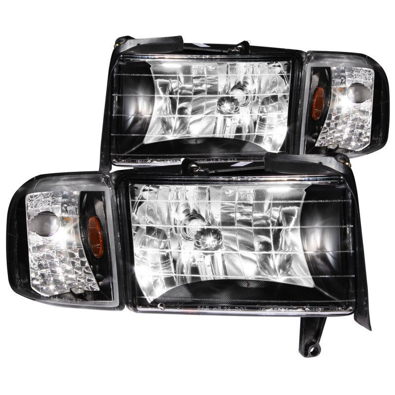 ANZO 1994-2001 Dodge Ram Crystal Headlights Black-tuningsupply.com