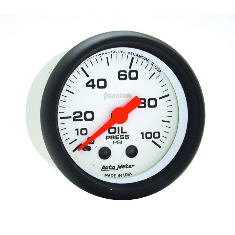 Autometer Phantom 52mm 0-100 PSI Mechanical Oil Pressure Gauge-tuningsupply.com