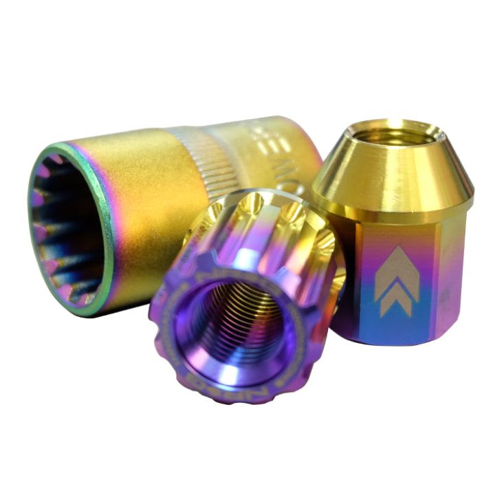 NRG 200 Series M12 X 1.5 Titanium Lug Nut Set - 21 Pc w/Lock Key Socket - Neochrome-tuningsupply.com