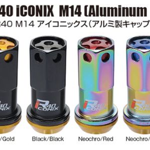 Project Kics 14x1.50 R40 Iconix Lock & Lug Nuts - Neo Chrome w/Gold Cap (16+4 Locks)-tuningsupply.com