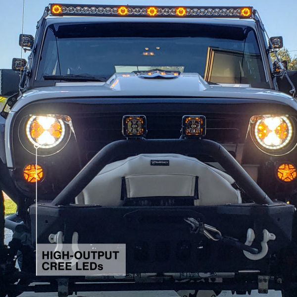 Raxiom 97-18 Jeep Wrangler TJ/JK Axial Spider LED Headlight w/ Amber DRL- Chrome Hsng (Clear Lens) - SMINKpower Performance Parts RAXJ108047 Raxiom