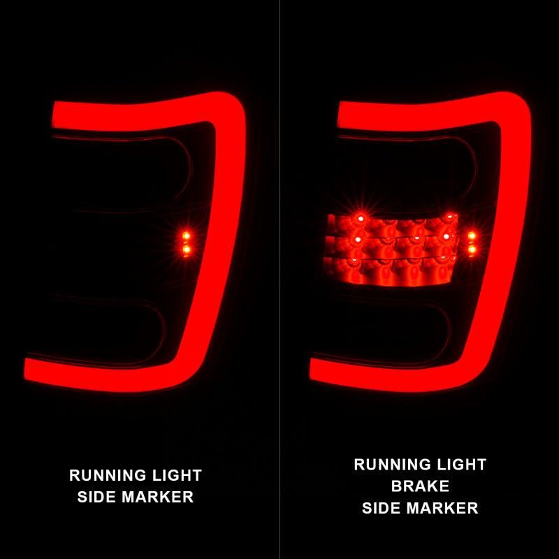 ANZO 1999-2004 Jeep Grand Cherokee LED Tail Lights w/ Light Bar Black Housing Smoke Lens-tuningsupply.com