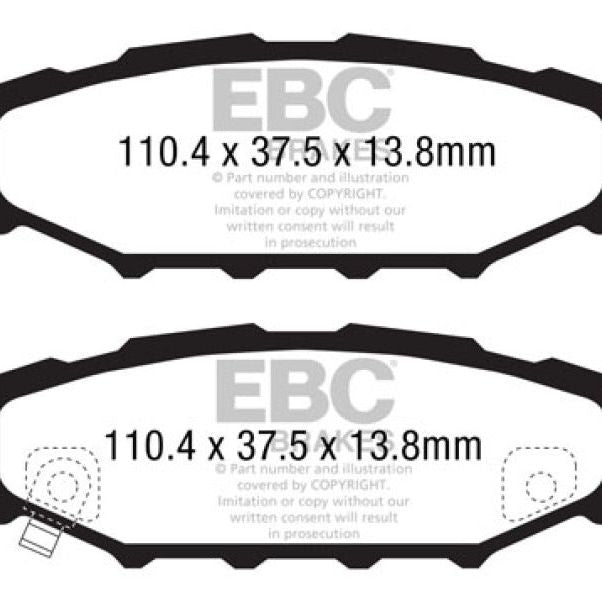 EBC 12+ Subaru BRZ 2.0 (solid rear rotors) Yellowstuff Rear Brake Pads-tuningsupply.com