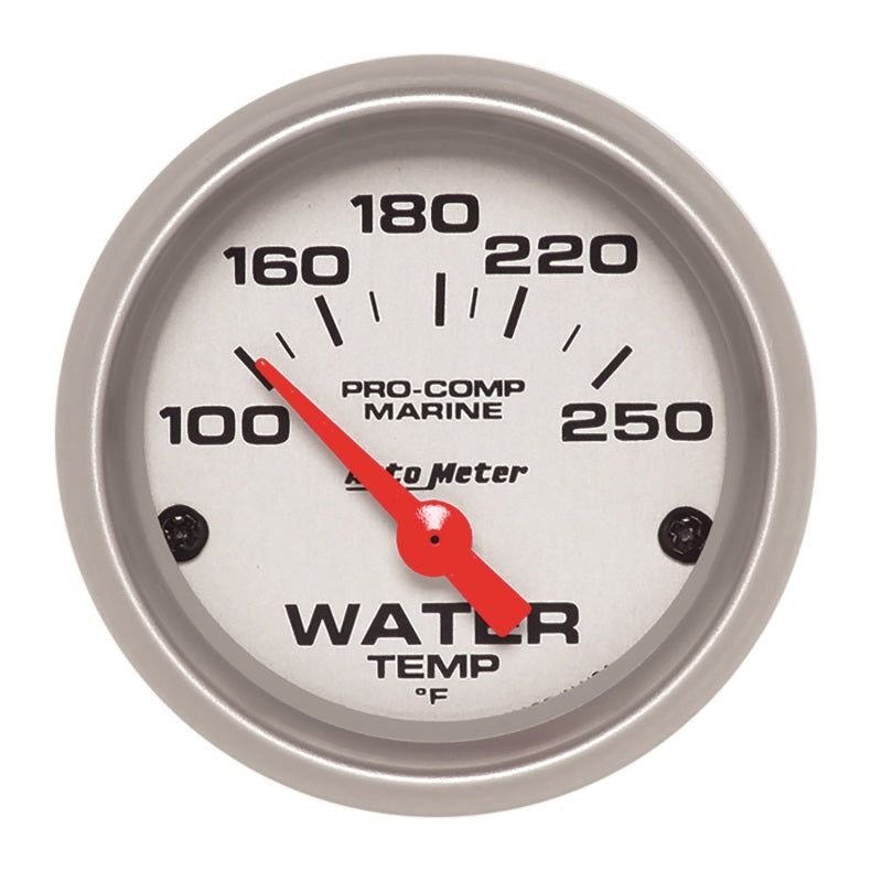 Autometer Water Temp Gauge 2 1/6in 100-200 Degree F Electric Marine Silver-tuningsupply.com