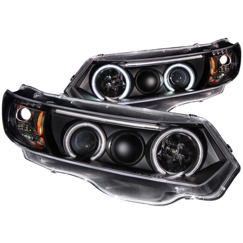 ANZO 2006-2011 Honda Civic Projector Headlights w/ Halo Black (CCFL)-tuningsupply.com