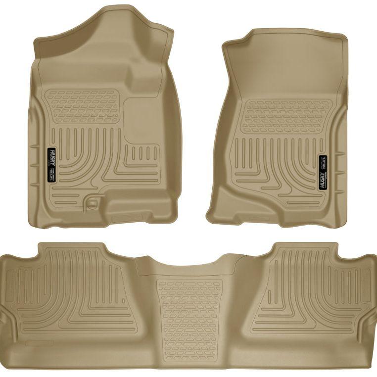 Husky Liners 07-12 Chevy Silverado/GMC Sierra Crew Cab WeatherBeater Combo Tan Floor Liners-tuningsupply.com