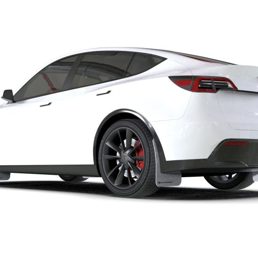 Rally Armor 20-22 Tesla Model Y White UR Mud Flap w/ Black Logo-Mud Flaps-Rally Armor-RALMF72-UR-WH/BLK-SMINKpower Performance Parts