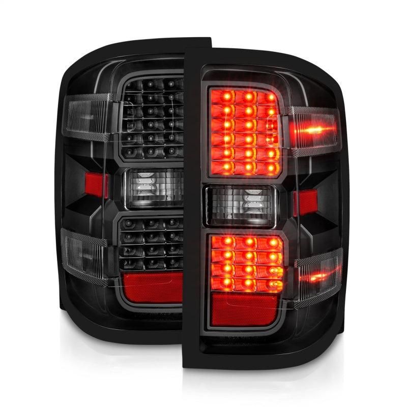 ANZO 15-19 Chevy Silverado 2500HD/3500HD (Factory Halogen Only) LED Tail Lights Black w/Clear Lens-tuningsupply.com