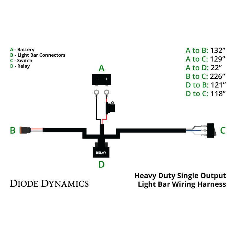 Diode Dynamics Heavy Duty (Single) Output Light Bar Wiring Harness-tuningsupply.com