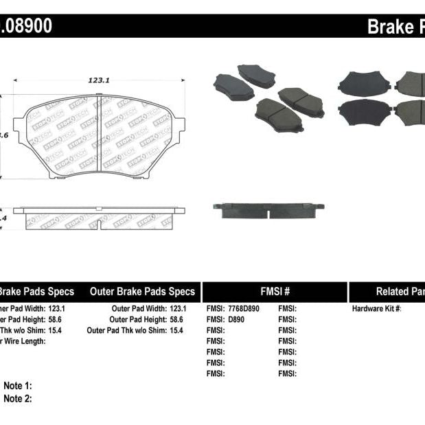 StopTech Performance 01-05 Miata w/ Sport Suspension Front Brake Pads D890-Brake Pads - Performance-Stoptech-STO309.08900-SMINKpower Performance Parts