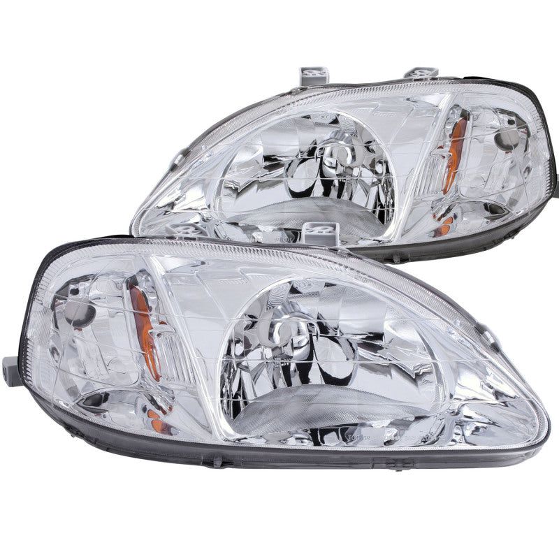 ANZO 1999-2000 Honda Civic Crystal Headlights Chrome-tuningsupply.com