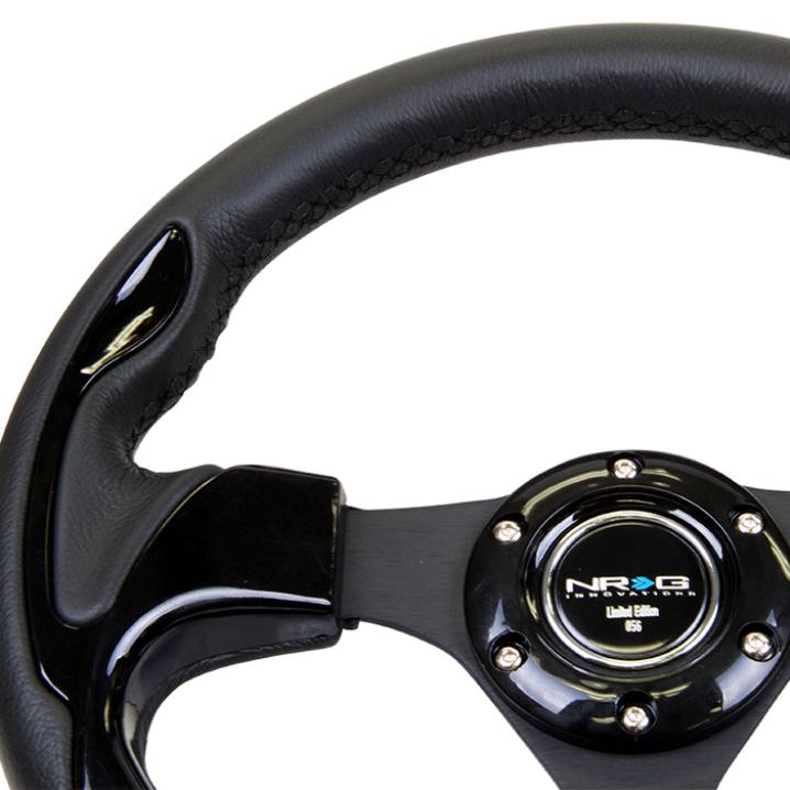 NRG Reinforced Steering Wheel (320mm) Blk w/Gloss Black Trim-tuningsupply.com