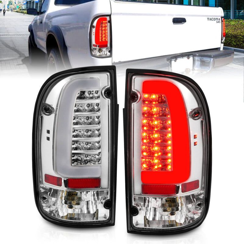 ANZO 95-00 Toyota Tacoma LED Taillights Chrome Housing Clear Lens (Pair)-tuningsupply.com