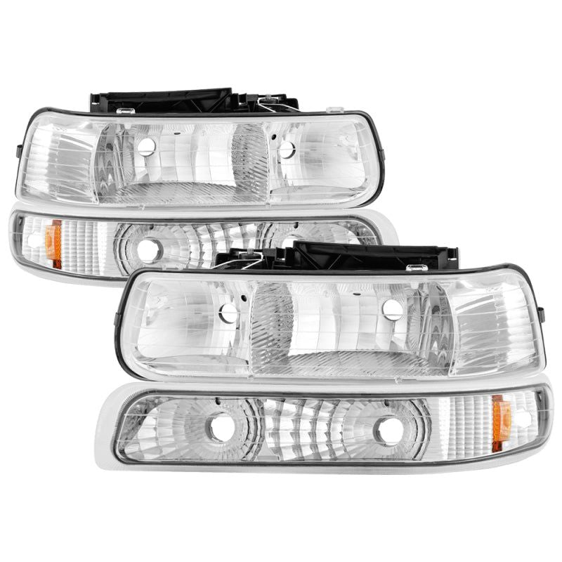 Xtune Chevy TahOE 00-06 Amber Crystal Headlights w/ Bumper Lights Chrome HD-JH-CSIL99-SET-AM-C-Headlights-SPYDER-SPY5064226-SMINKpower Performance Parts