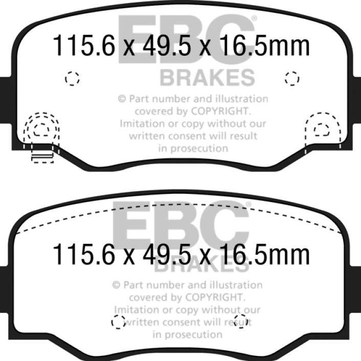 EBC 15+ Fiat 500X 1.4 Turbo Yellowstuff Rear Brake Pads-tuningsupply.com