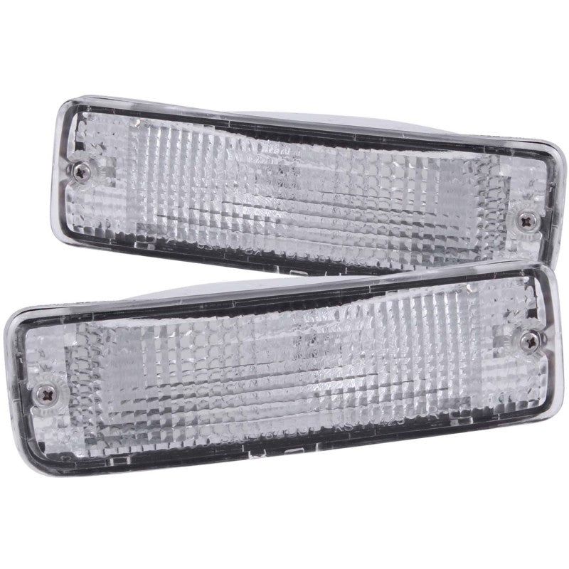 ANZO 1989-1995 Toyota Pickup Euro Parking Lights Chrome w/ Amber Reflector-tuningsupply.com