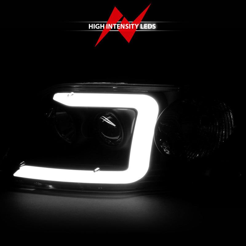 ANZO 1997-2003 Ford F-150 Projector Headlights w/ Light Bar Black Housing-tuningsupply.com