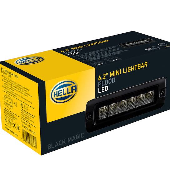 Hella Universal Black Magic 6 L.E.D. Flush Mount Mini Light Bar - Flood Beam-tuningsupply.com