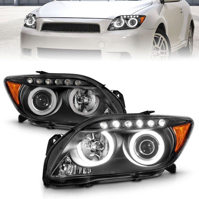 ANZO 2005-2010 Scion Tc Projector Headlights w/ Halo Black (CCFL)-tuningsupply.com