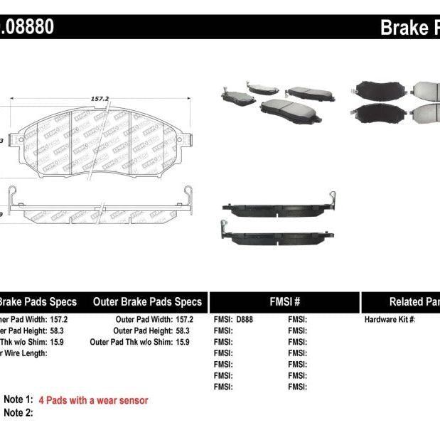 StopTech Performance 06-08 350Z w/ Std Brakes / 06-08 Infiniti G35 Front Brake Pads-Brake Pads - Performance-Stoptech-STO309.08880-SMINKpower Performance Parts