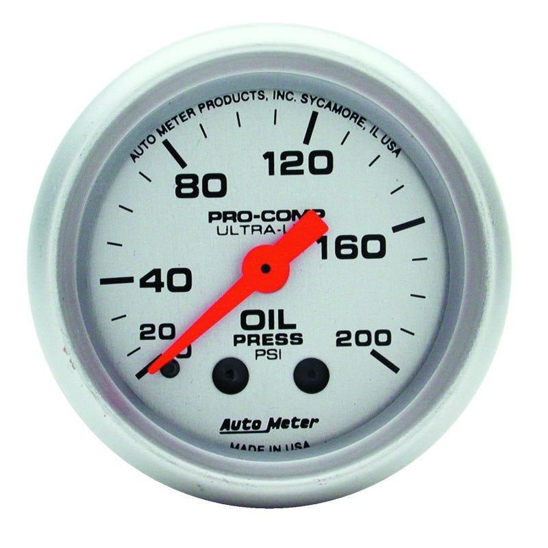 Autometer Ultra-Lite 52mm 0-200 PSI Mechanical Oil Pressure Gauge-tuningsupply.com